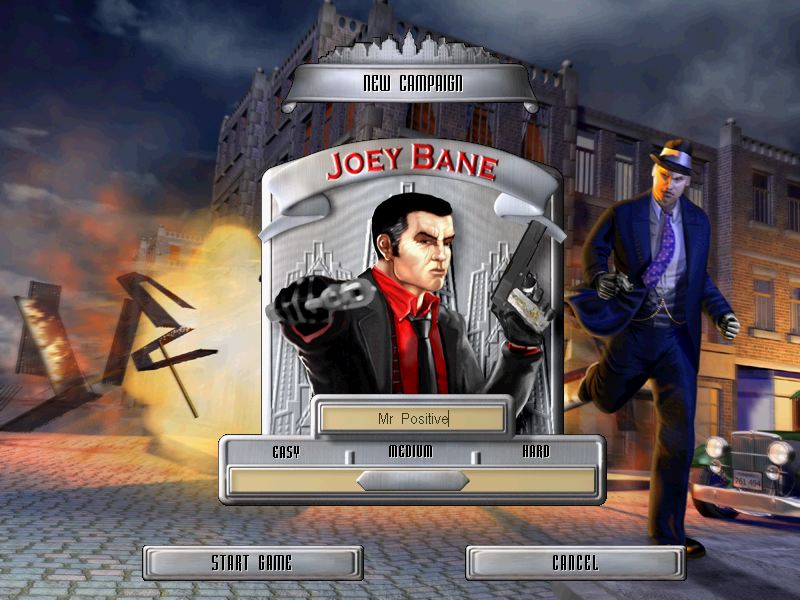 A screenshot showing the start of the campaign, where you select your difficulty and Joey's nickname.
