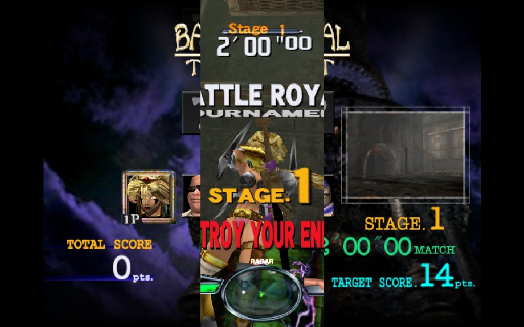 A screenshot of Spawn: In The Demon's Hand showing the tournament screen, stage 1 needing 14 points