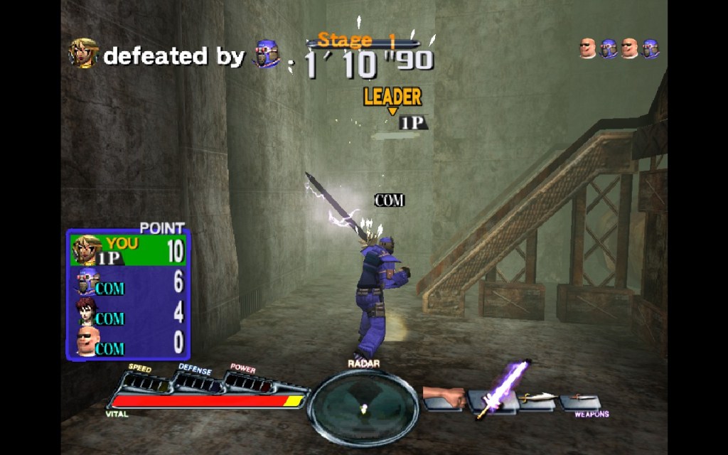 A screenshot of Spawn: In The Demon's Hand, showing Tiffany in an industrial arena