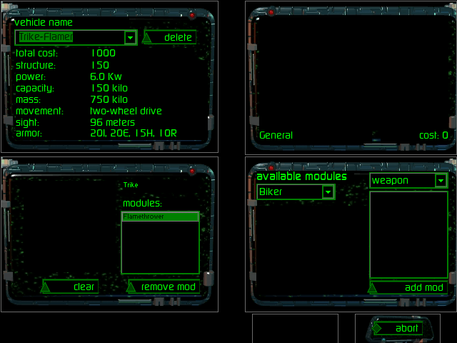 A screenshot of Tribal Rage, showing off the customisation menu.